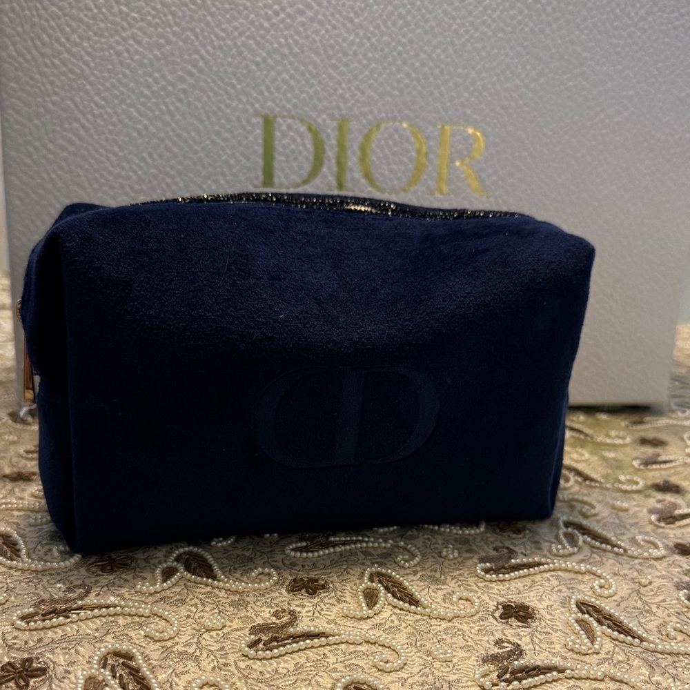 💕 Dior Midnight Blue Suede makeup 💄 bag